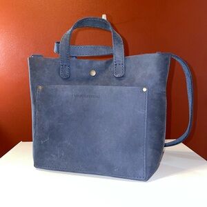 Portland Leather Goods Mini Crossbody Tote in Deep Water